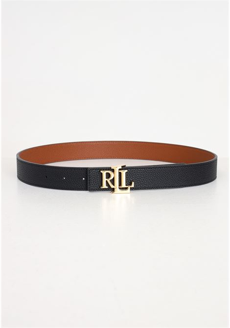 Black and brown reversible women's belt with logo plaque LAUREN RALPH LAUREN | 412912039001MULTI